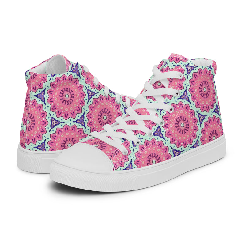 Pink Mandala High Top #250 - Canvas High Top Sneakers | HA!LO