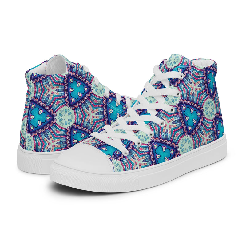 Blue Mandala High Top #252 - Canvas High Top Sneakers | HA!LO