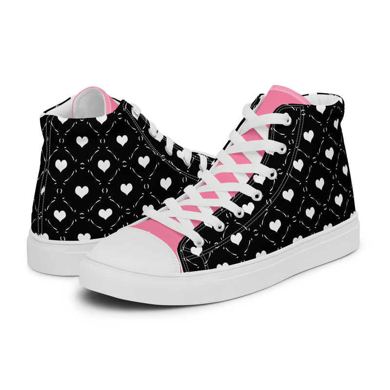 Pink Heart High Top #319 - Canvas High Top Sneakers | HA!LO