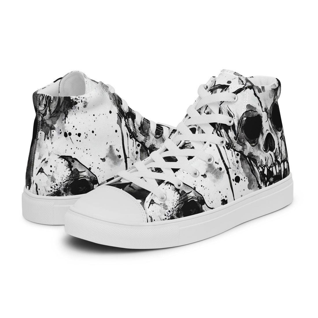 Women's Halloween Skull Splatter High Top Sneakers 340 - ShipSneakers.com