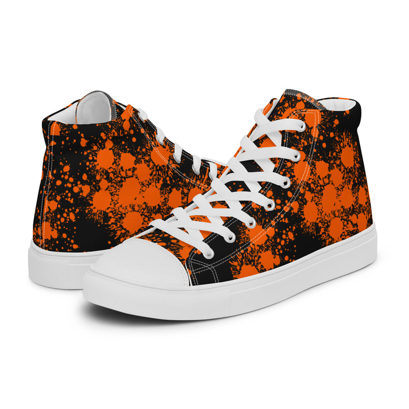 HA!LO Orange & Black Splatter #337 — Women’s Canvas High Top
