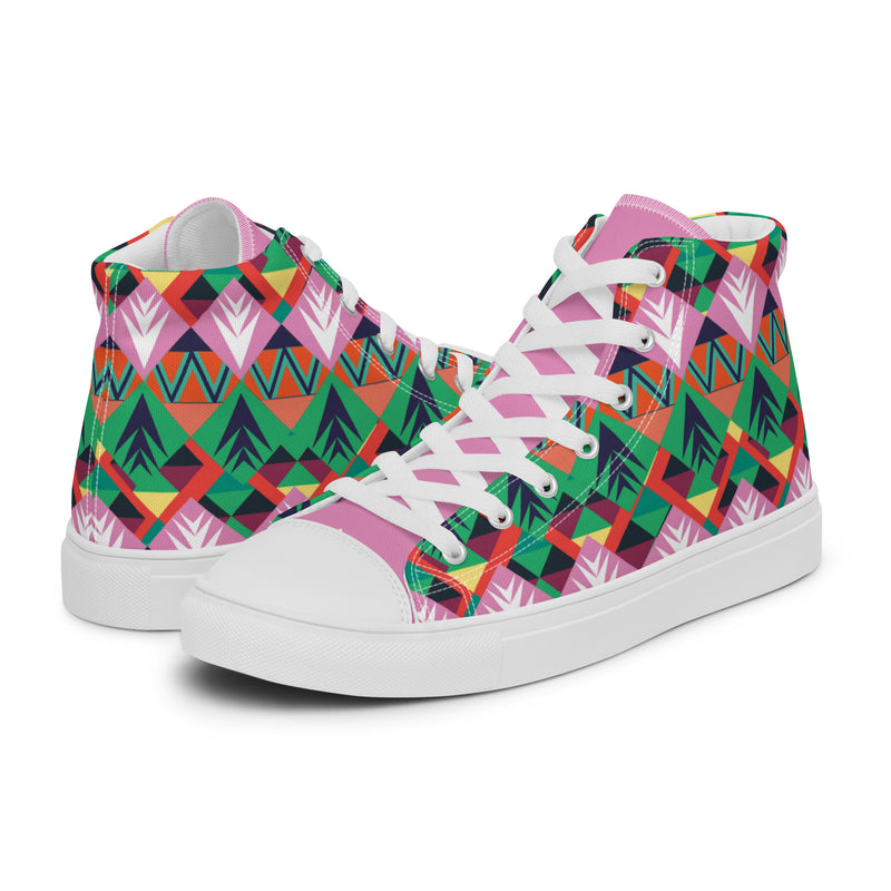 HA!LO Tribal Geometric #338 — Women’s Canvas High Top