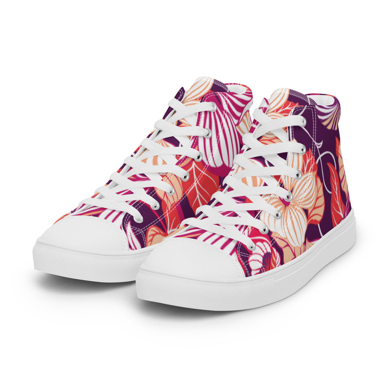 Tropical Bloom High Top #1 - Back View | HA!LO Canvas Sneakers