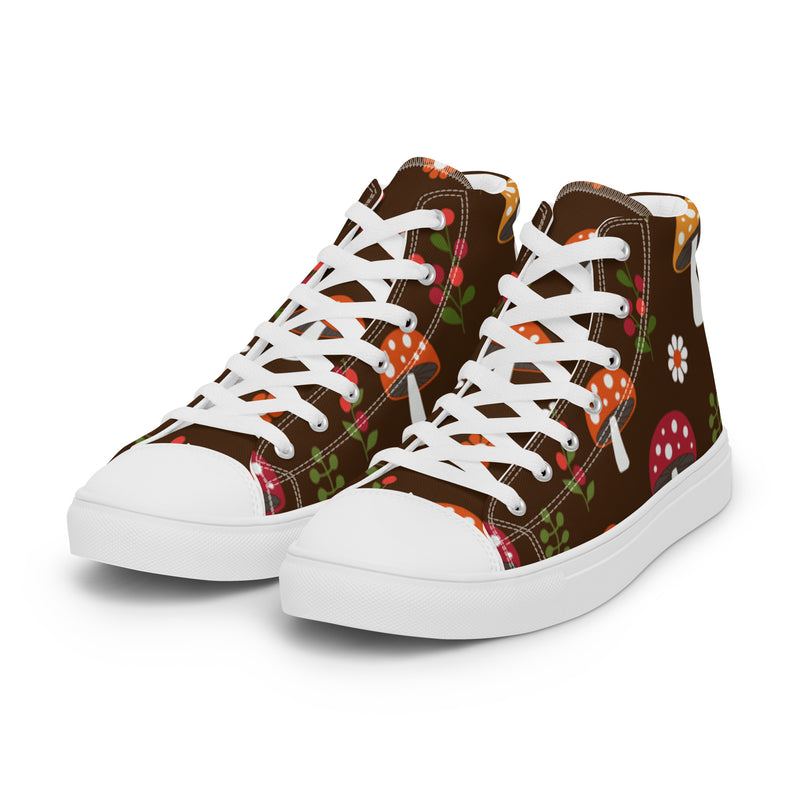 Brown Mushroom High Top #2 - Back View | HA!LO Canvas Sneakers