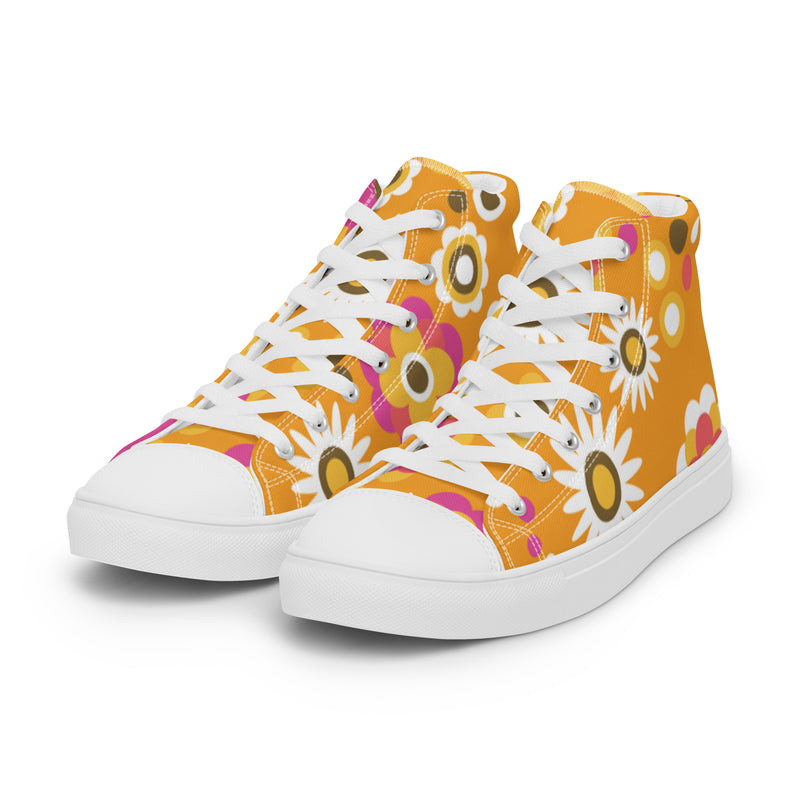 Sunflower Orange High Top #3 - Back View | HA!LO Canvas Sneakers