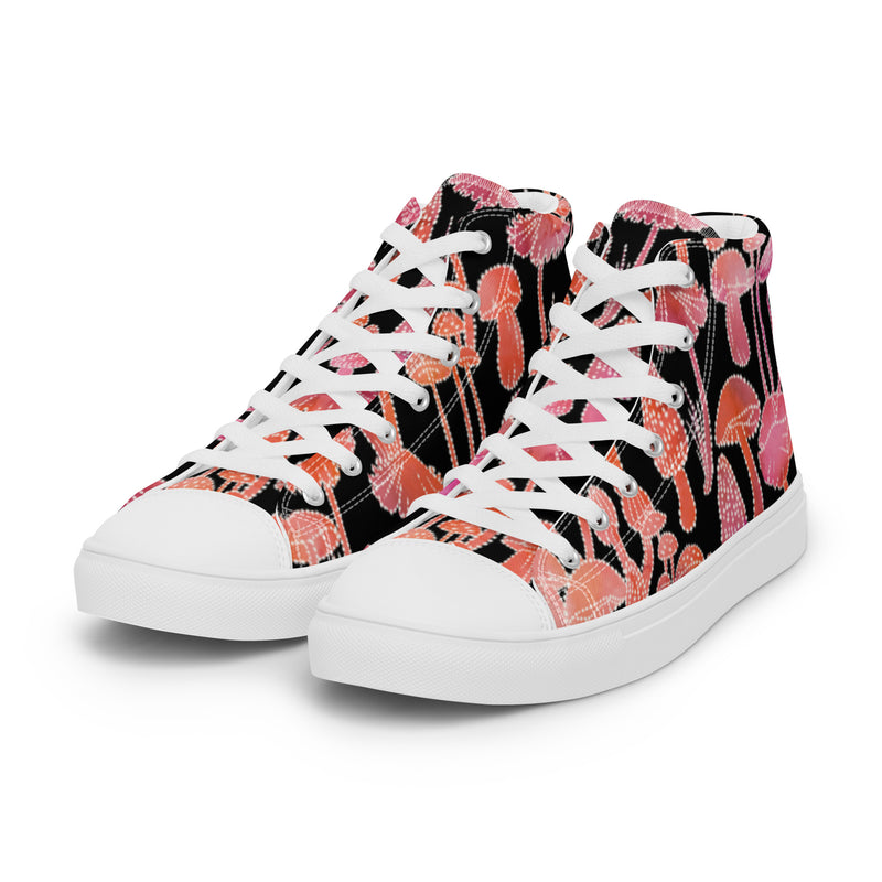 Pink Mushroom High Top #6 - Back View | HA!LO Canvas Sneakers