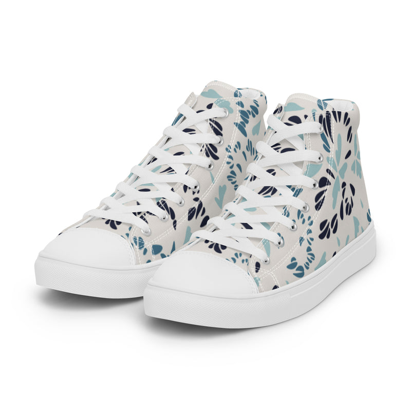 Blue Botanical High Top #17 - Back View | HA!LO Canvas Sneakers