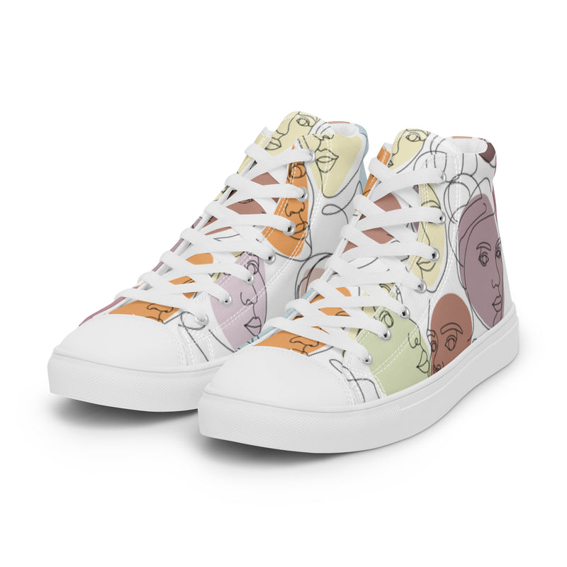 Abstract Face High Top #20 - Back View | HA!LO Canvas Sneakers