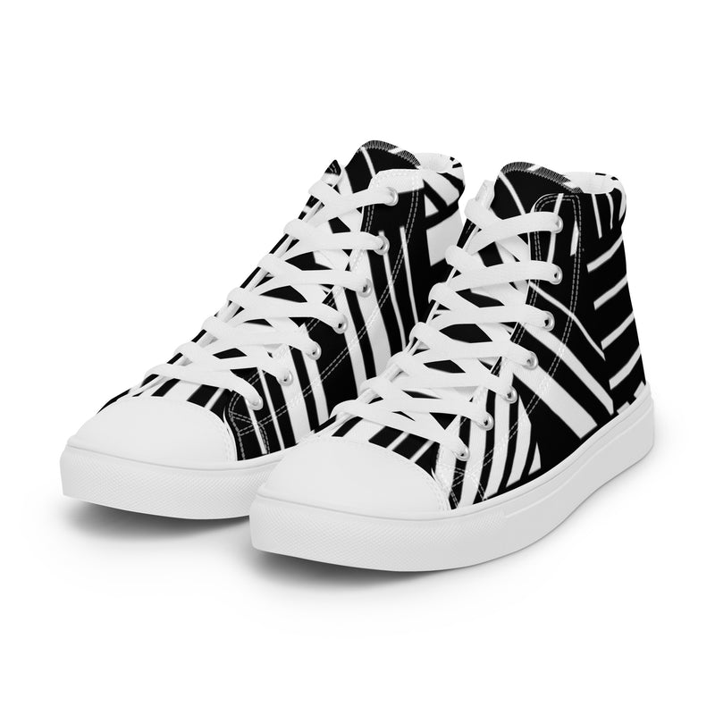 Zebra Stripe High Top #31 - Back View | HA!LO Canvas Sneakers