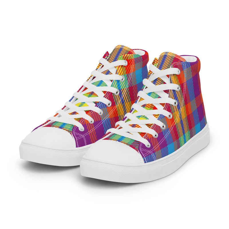 Colorful Tartan High Top #35 - Back View | HA!LO Canvas Sneakers