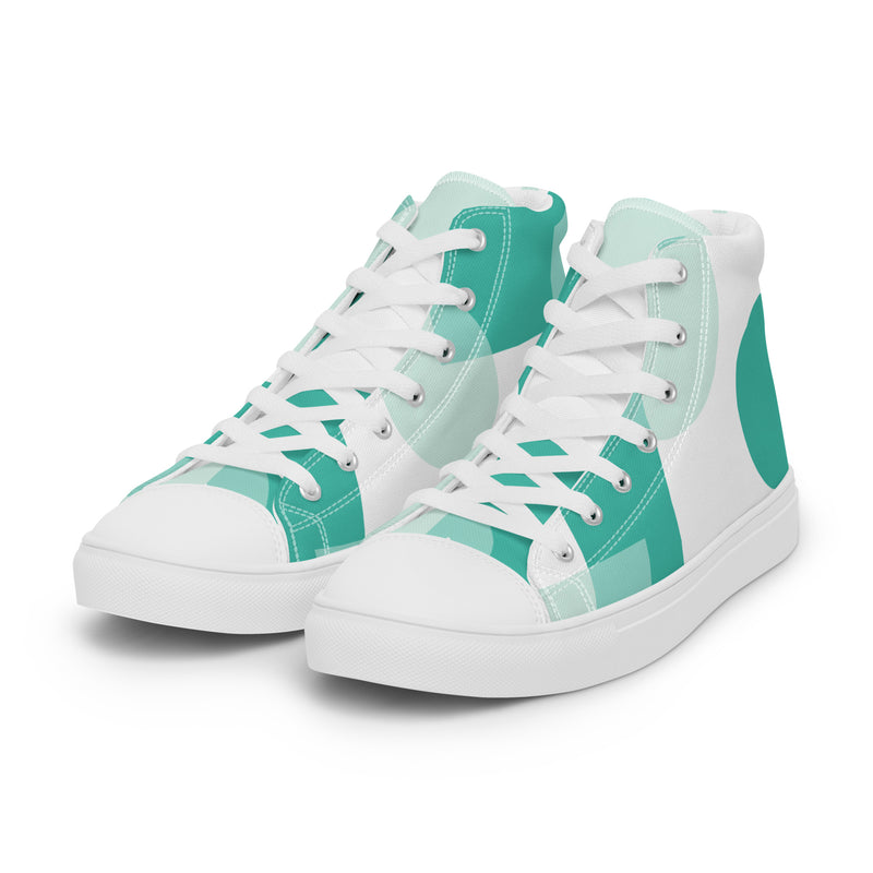 Mint Check High Top #37 - Back View | HA!LO Canvas Sneakers