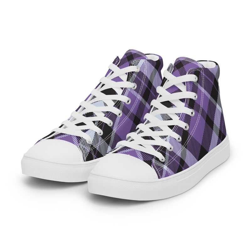 Purple Buffalo Check High Top #39 - Back View | HA!LO Canvas Sneakers