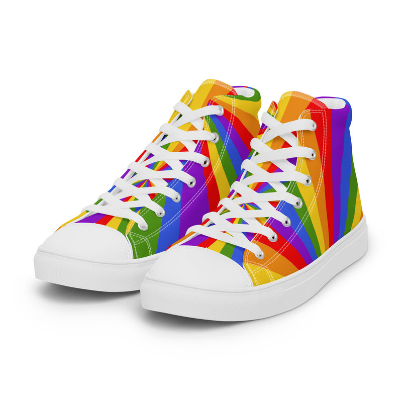 Rainbow Stripe High Top #42 - Back View | HA!LO Canvas Sneakers
