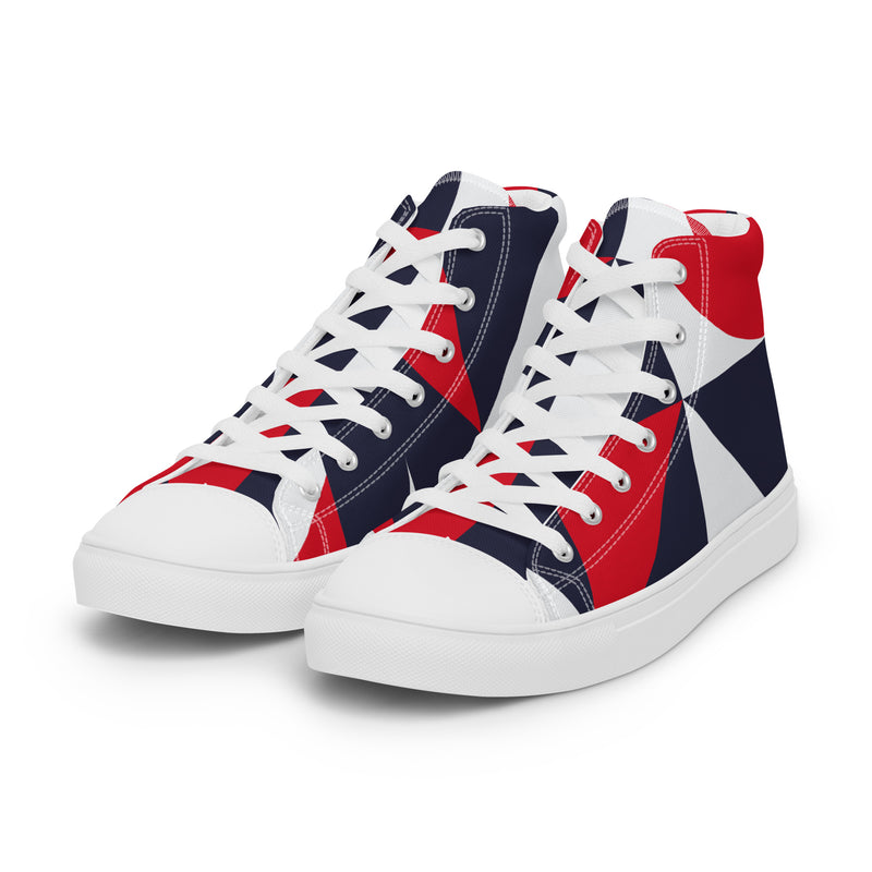 Red Navy Block High Top #43 - Back View | HA!LO Canvas Sneakers