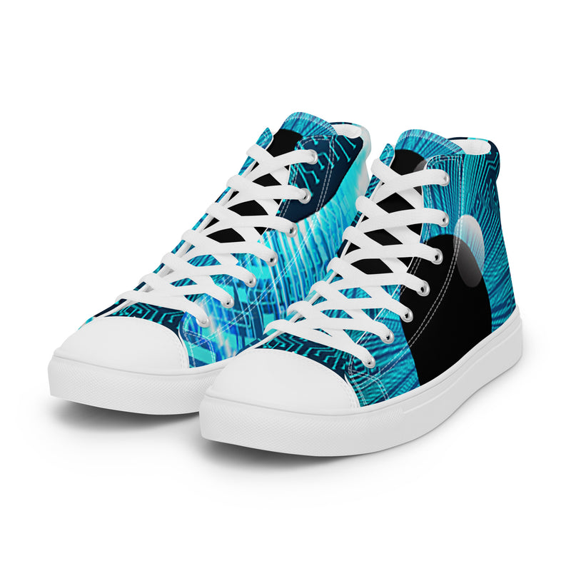 Blue Sunburst High Top #49 - Back View | HA!LO Canvas Sneakers
