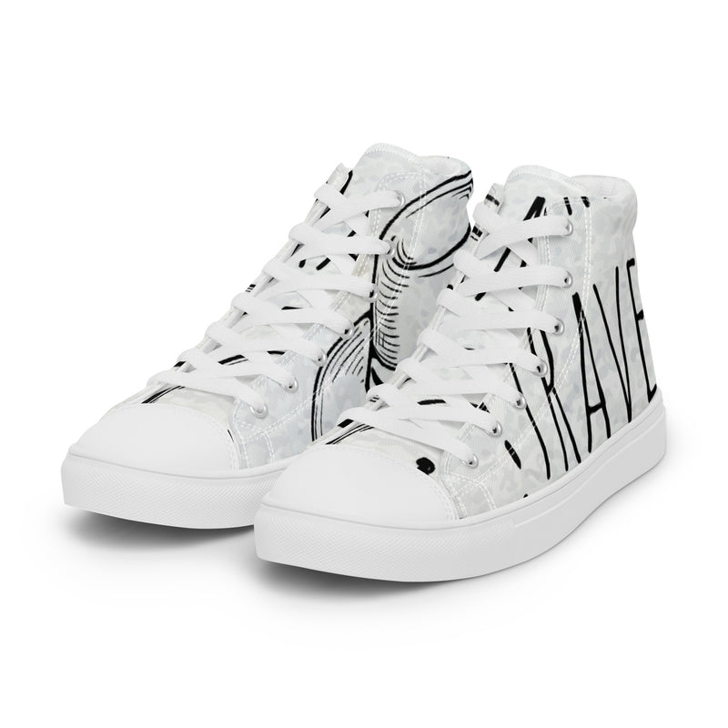 Travel Text High Top #54 - Back View | HA!LO Canvas Sneakers