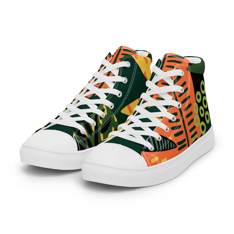 African Print High Top #55 - Back View | HA!LO Canvas Sneakers