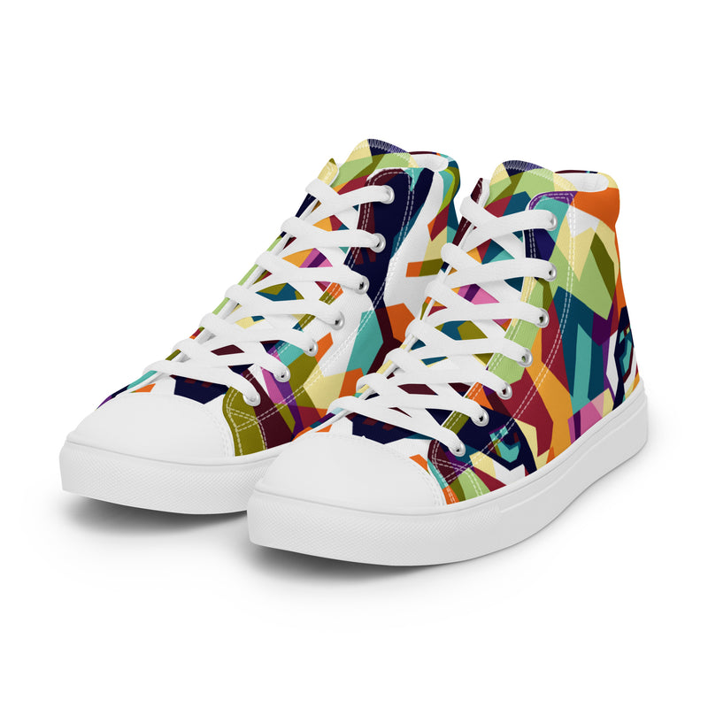 Geometric Mosaic High Top #56 - Back View | HA!LO Canvas Sneakers