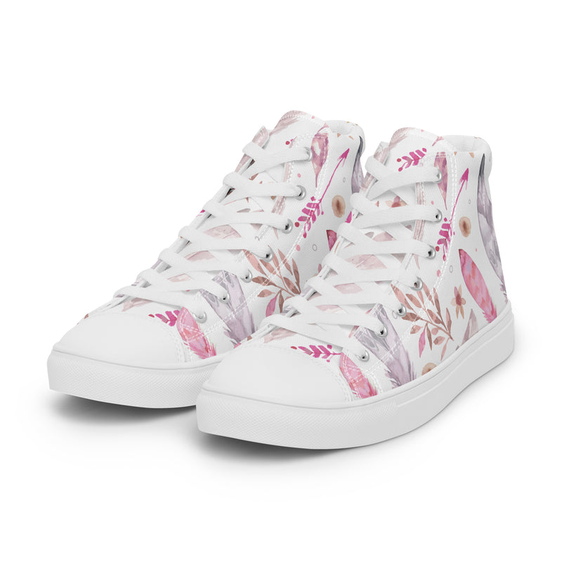 Pink Botanical High Top #68 - Back View | HA!LO Canvas Sneakers