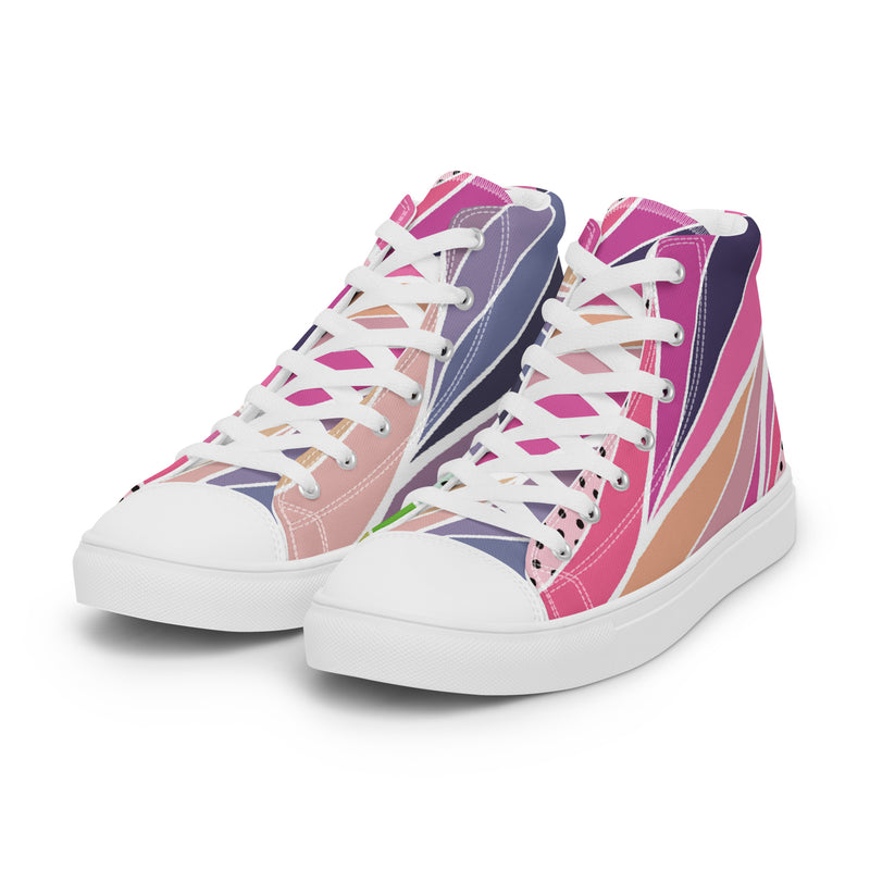 Pink Pop Art High Top #72 - Back View | HA!LO Canvas Sneakers