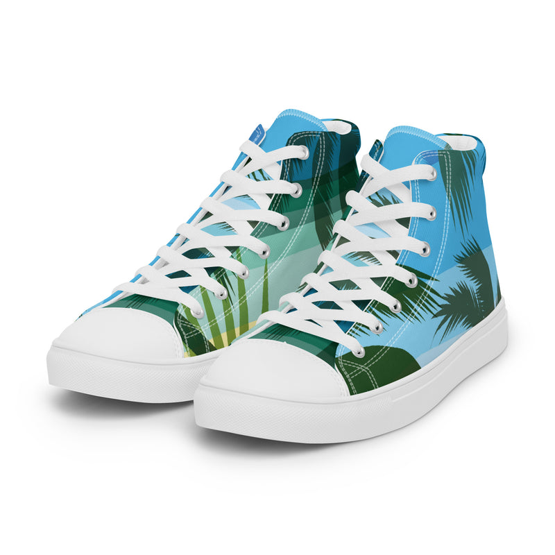 Palm Paradise High Top #73 - Back View | HA!LO Canvas Sneakers