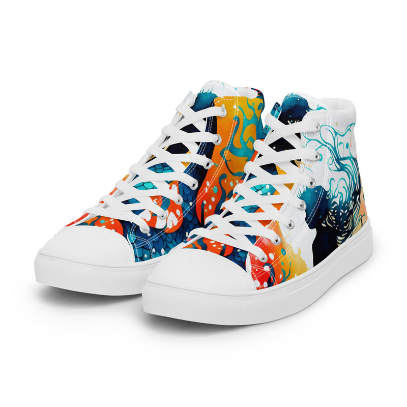 Ocean Wave High Top #75 - Back View | HA!LO Canvas Sneakers