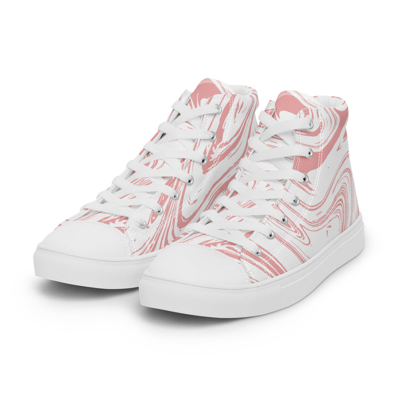 Pink Marble High Top #76 - Back View | HA!LO Canvas Sneakers