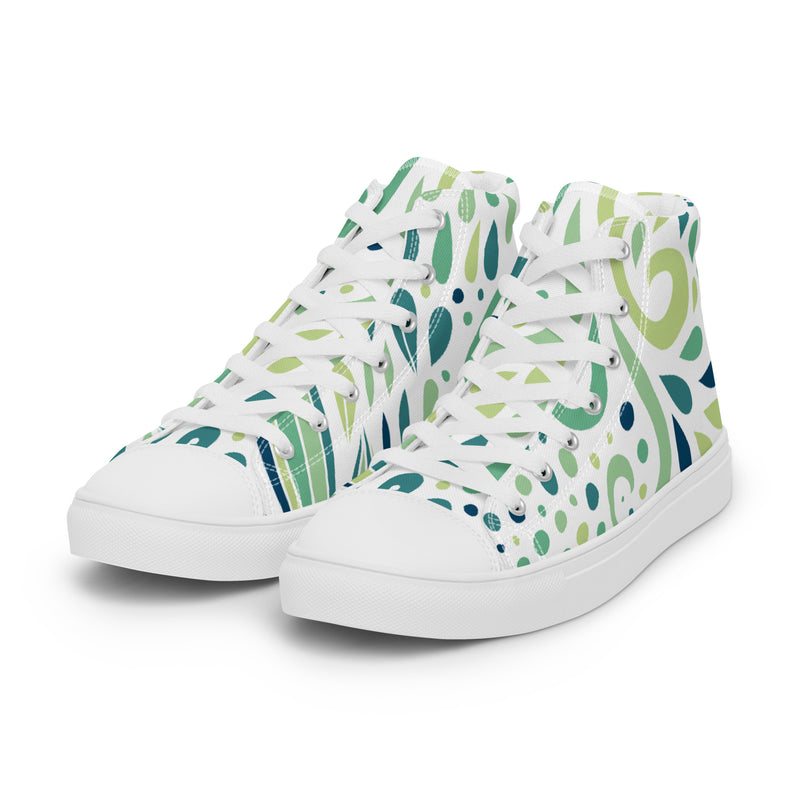 Green Swirl High Top #77 - Back View | HA!LO Canvas Sneakers