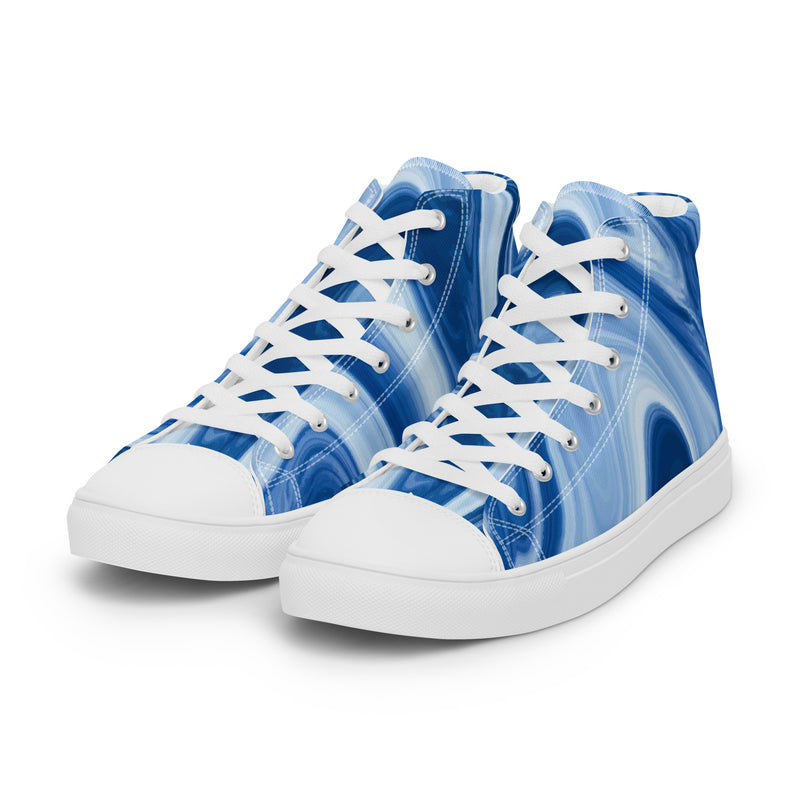 Blue Marble High Top #79 - Back View | HA!LO Canvas Sneakers