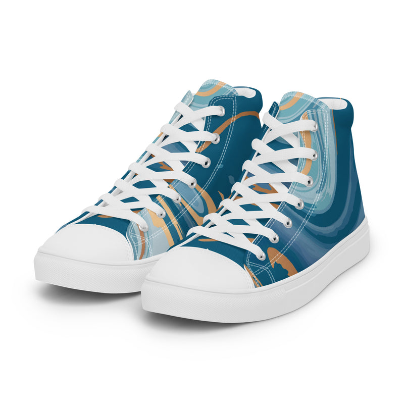 Blue Ocean High Top #82 - Back View | HA!LO Canvas Sneakers