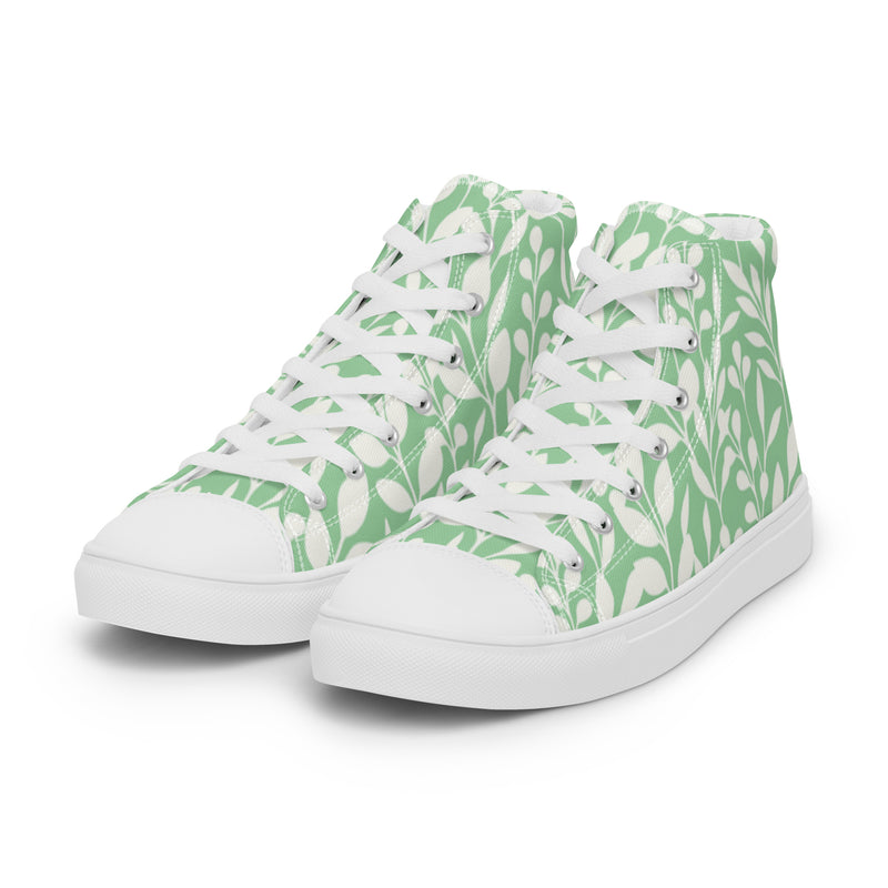 Green Botanical High Top #90 - Back View | HA!LO Canvas Sneakers