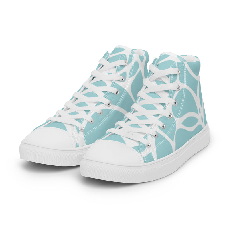 Aqua Mosaic High Top #94 - Back View | HA!LO Canvas Sneakers