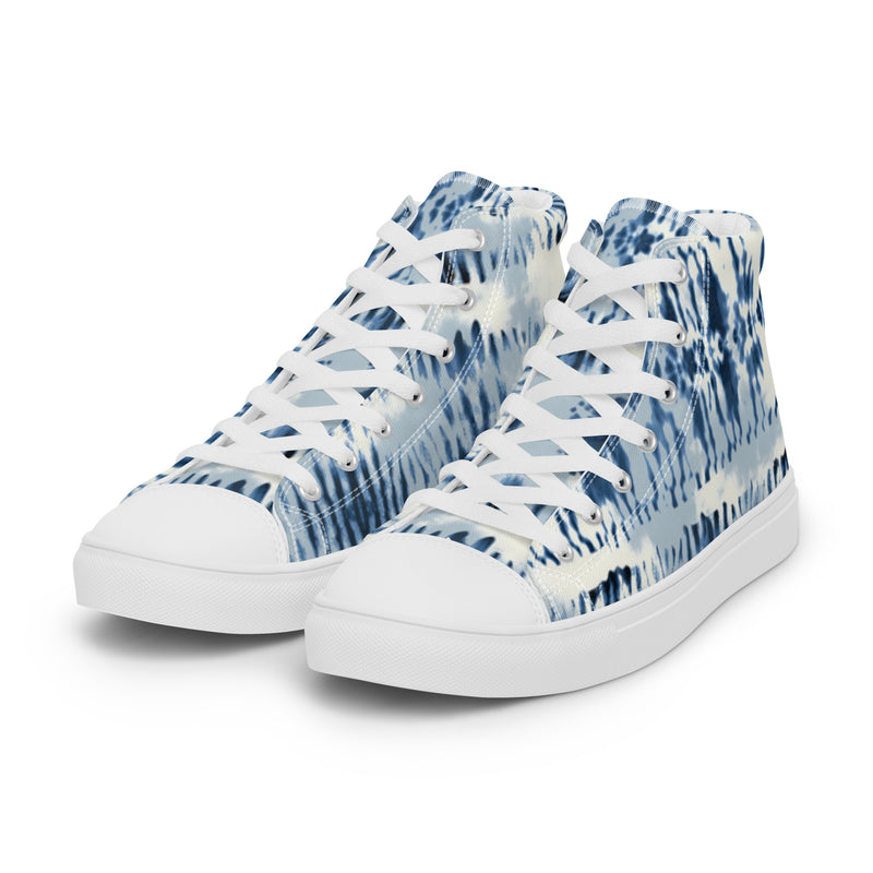 Blue Tie Dye High Top #98 - Back View | HA!LO Canvas Sneakers