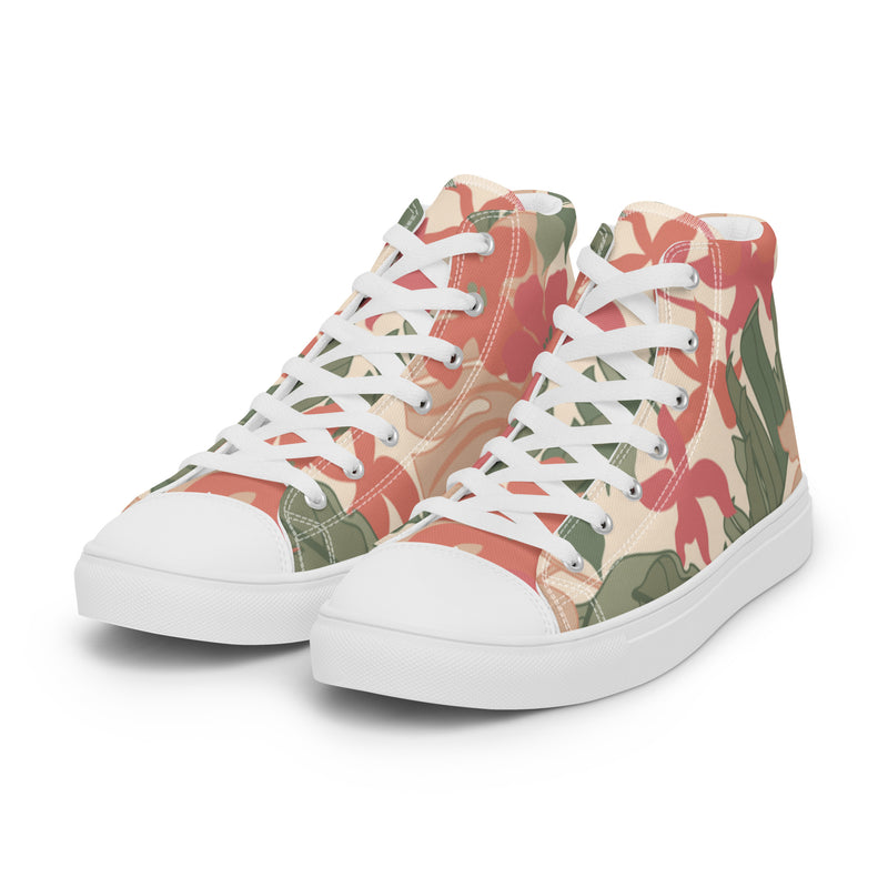 Tropical Floral High Top #100 - Back View | HA!LO Canvas Sneakers