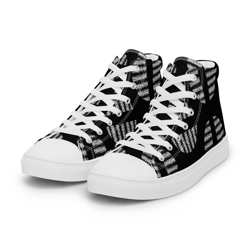 Black Graphic High Top #104 - Back View | HA!LO Canvas Sneakers