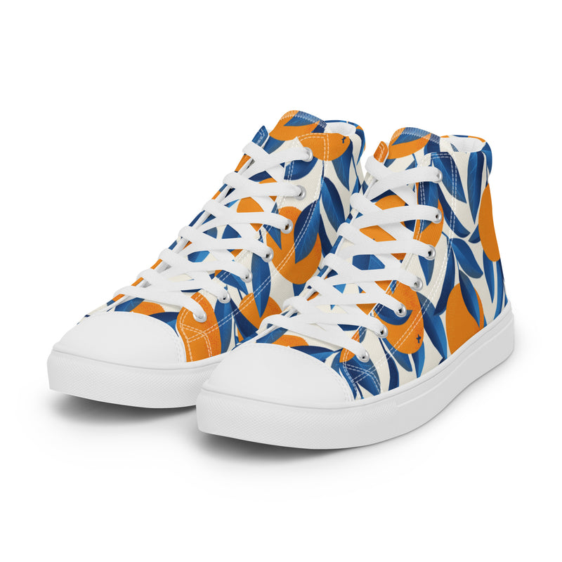 Blue Leaf High Top #111 - Back View | HA!LO Canvas Sneakers