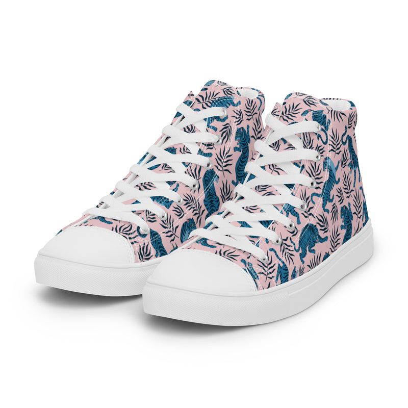 Blue Tropical High Top #115 - Back View | HA!LO Canvas Sneakers
