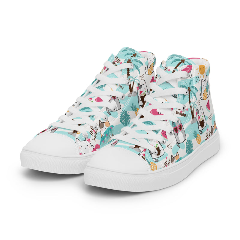 Beach Cat High Top #146 - Back View | HA!LO Canvas Sneakers
