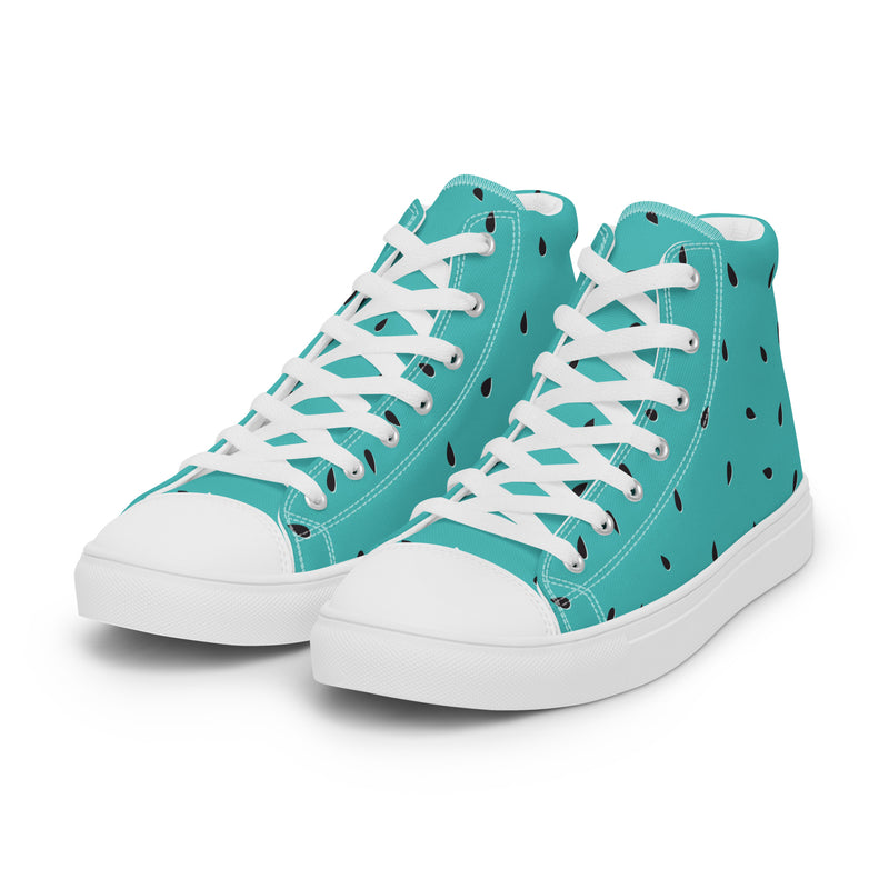 Teal Seed High Top #147 - Back View | HA!LO Canvas Sneakers
