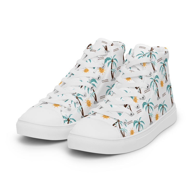 Palm Tree High Top #148 - Back View | HA!LO Canvas Sneakers