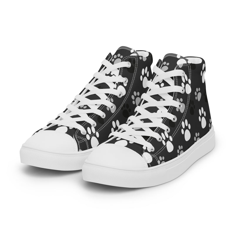 Black Paw High Top #159 - Back View | HA!LO Canvas Sneakers