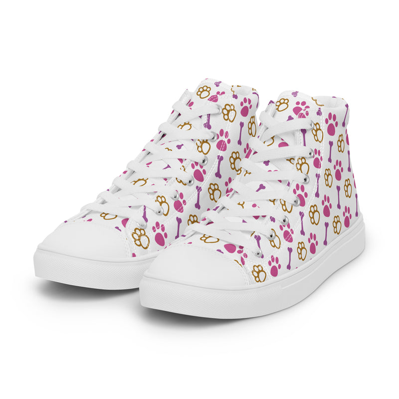 Pink Dog Bone High Top #163 - Back View | HA!LO Canvas Sneakers