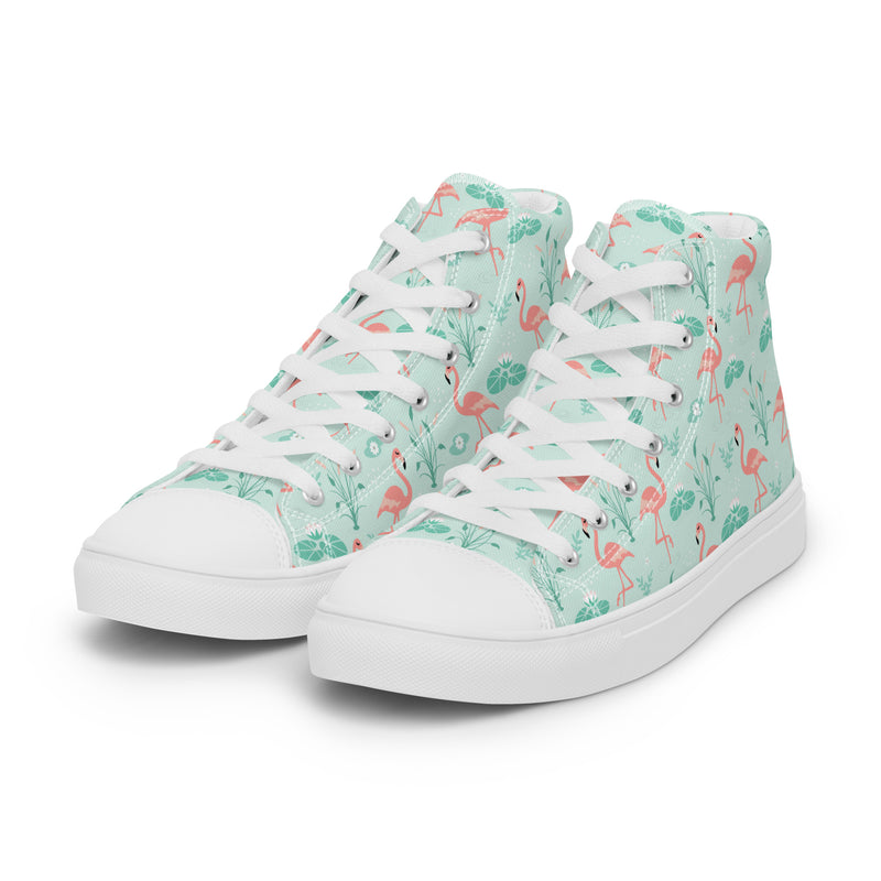 Flamingo Mint High Top #185 - Back View | HA!LO Canvas Sneakers