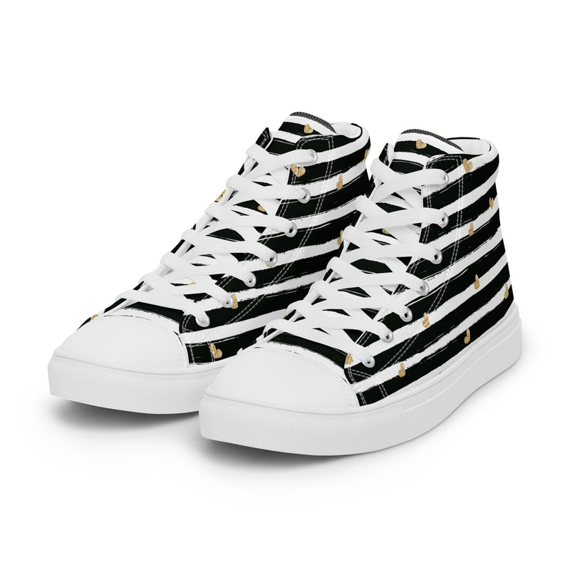 Gold Stripe High Top #187 - Back View | HA!LO Canvas Sneakers