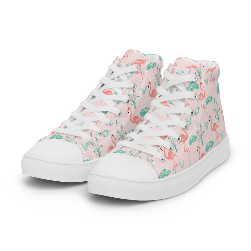Pink Flamingo High Top #183 - Close Up Detail | HA!LO Canvas Sneakers