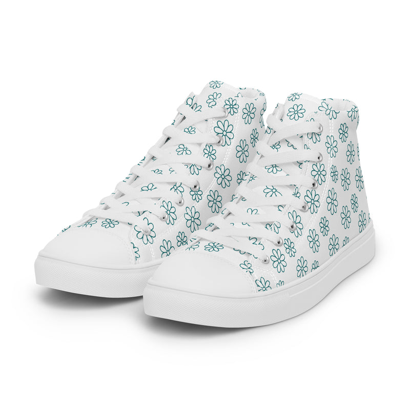 Blue Snowflake High Top #201 - Back View | HA!LO Canvas Sneakers