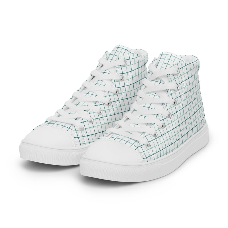 Mint Grid High Top #208 - Back View | HA!LO Canvas Sneakers