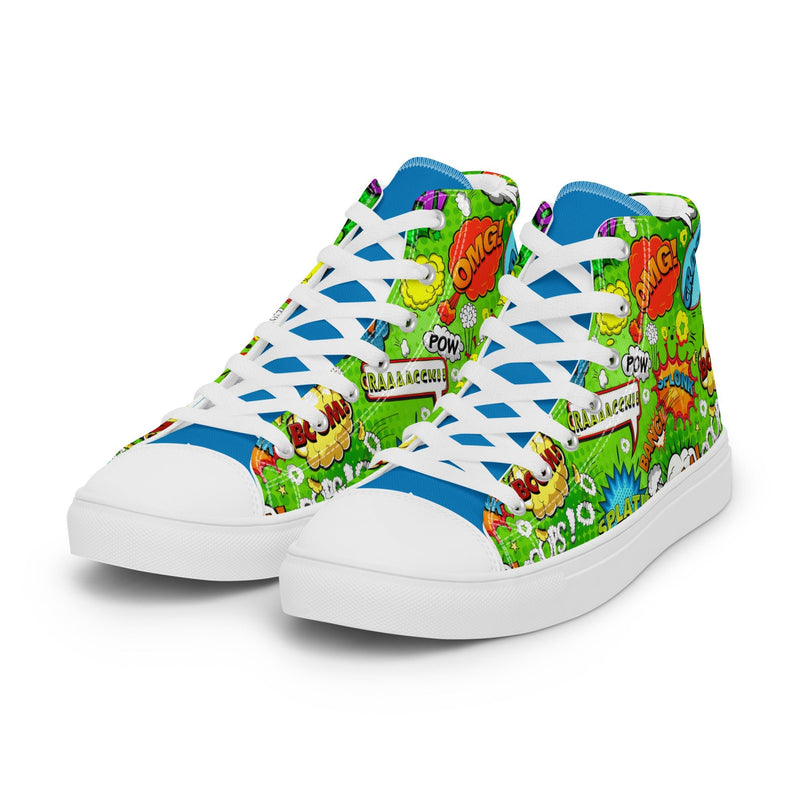 Green Comic High Top #211 - Back View | HA!LO Canvas Sneakers