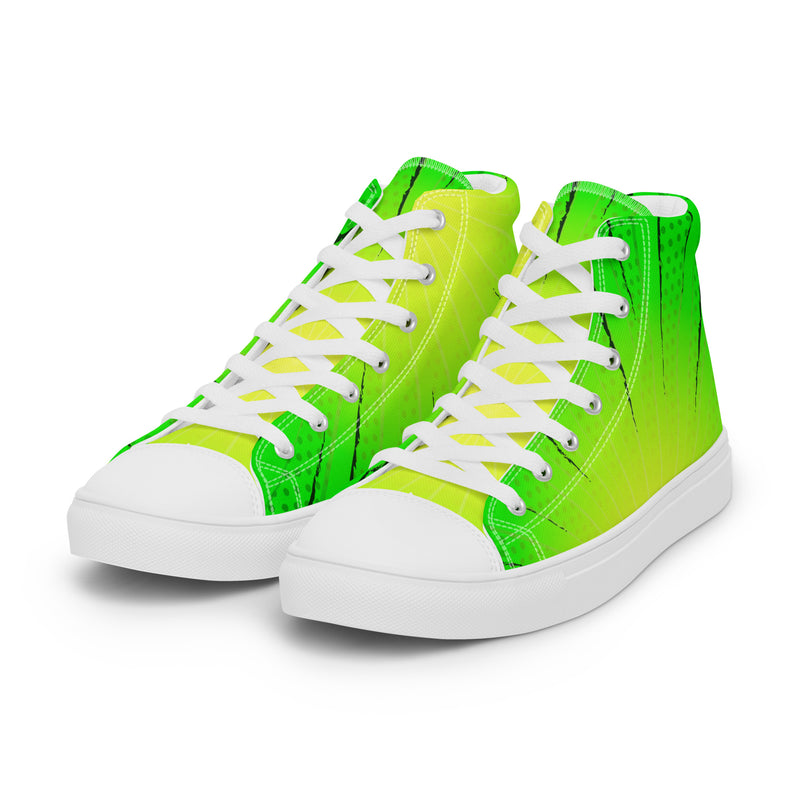 Neon Green High Top #214 - Back View | HA!LO Canvas Sneakers