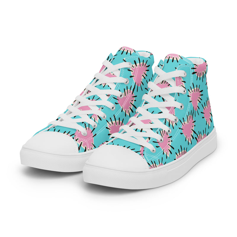 Pink Starburst High Top #266 - Back View | HA!LO Canvas Sneakers